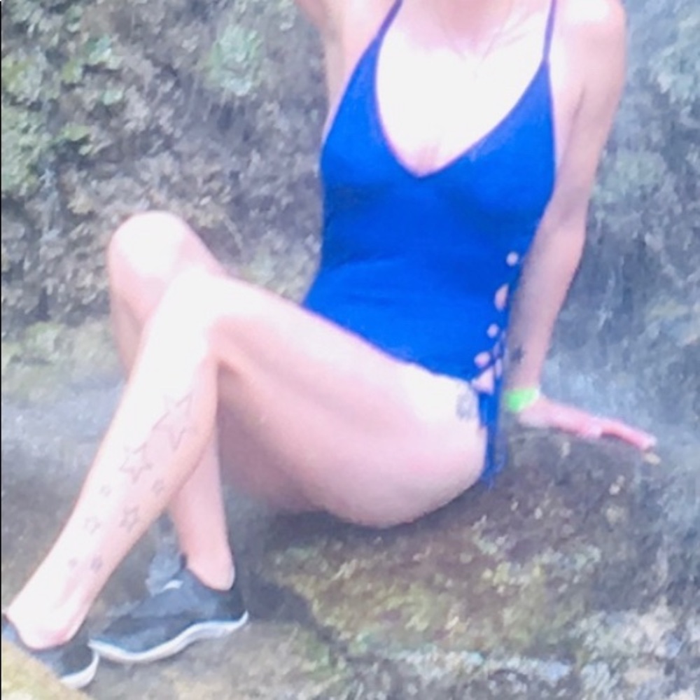 cute slimming tie up the sides one piece swimsuit